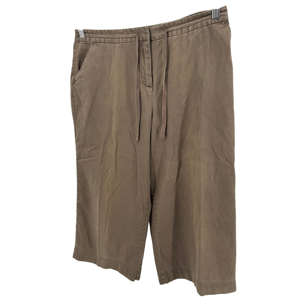 J Jill Women's Size 14 Brown Cotton‎ Blend Drawstring Waist Capri Pants